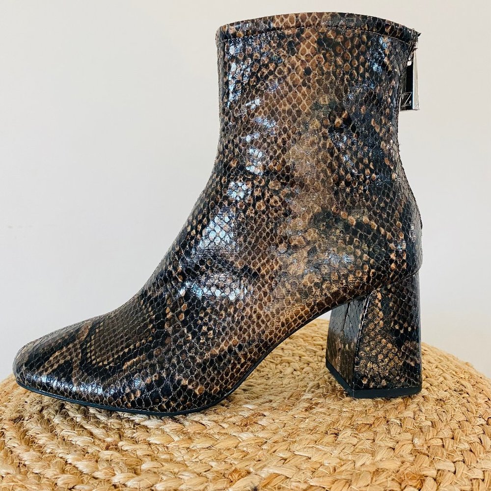 Zara Brown and Black Snakeskin Ankle Boots